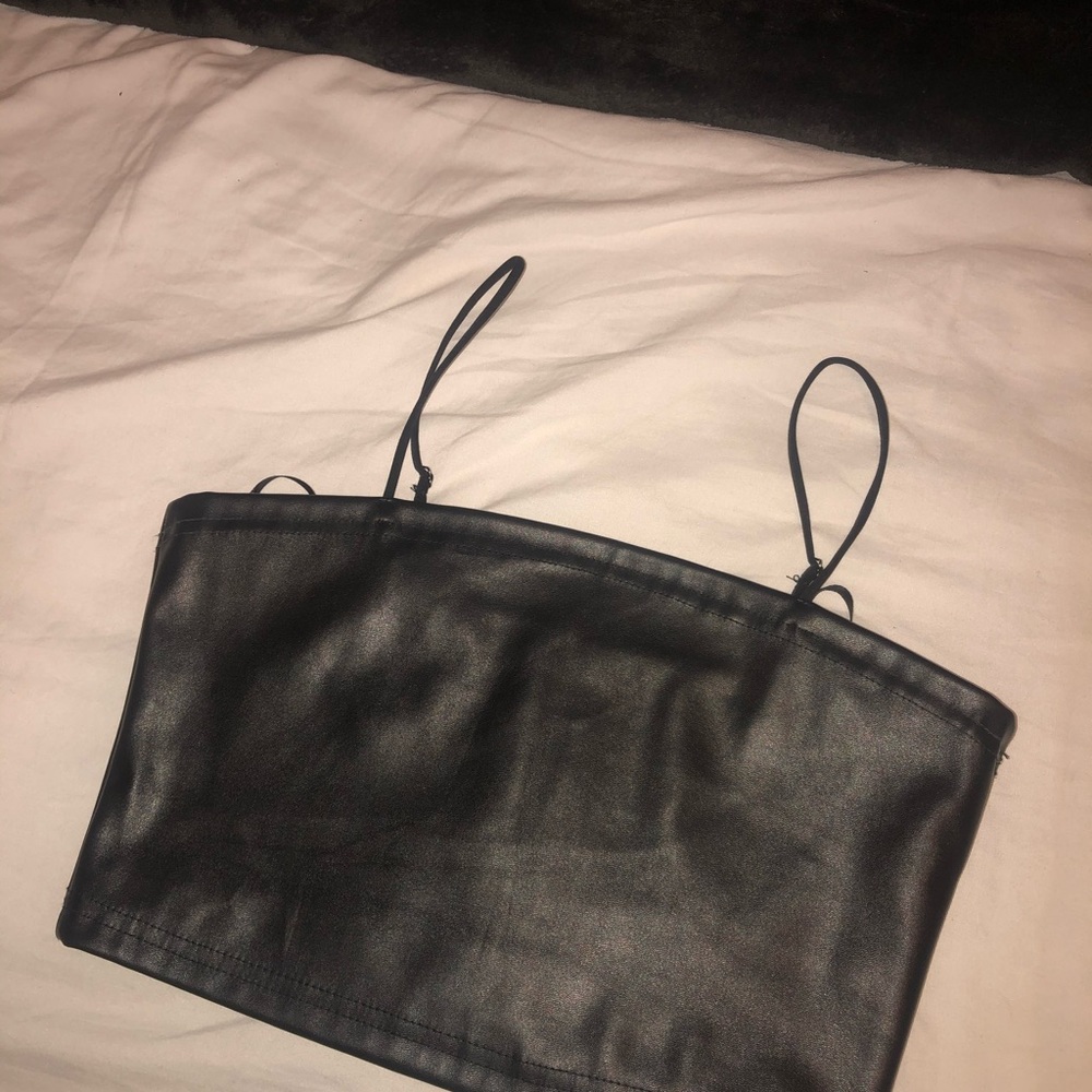 Cute cropped leather tank